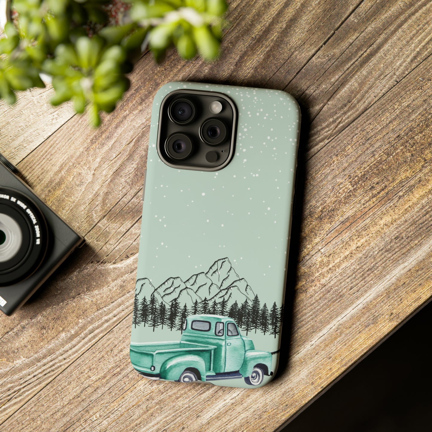Green Truck with Winter Scenery- Tough Case