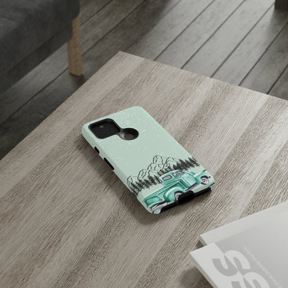 Green Truck with Winter Scenery- Tough Case