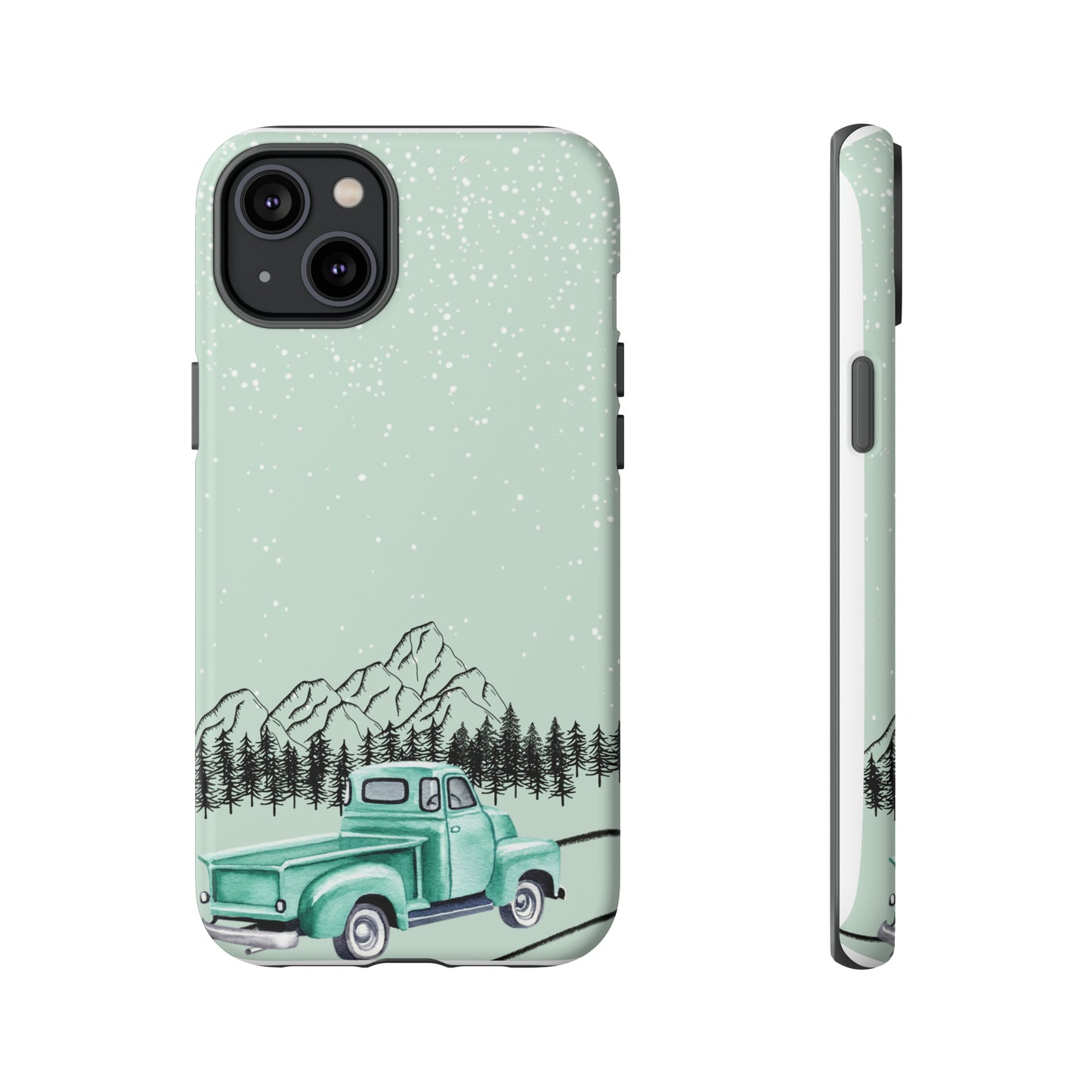 Green Truck with Winter Scenery- Tough Case