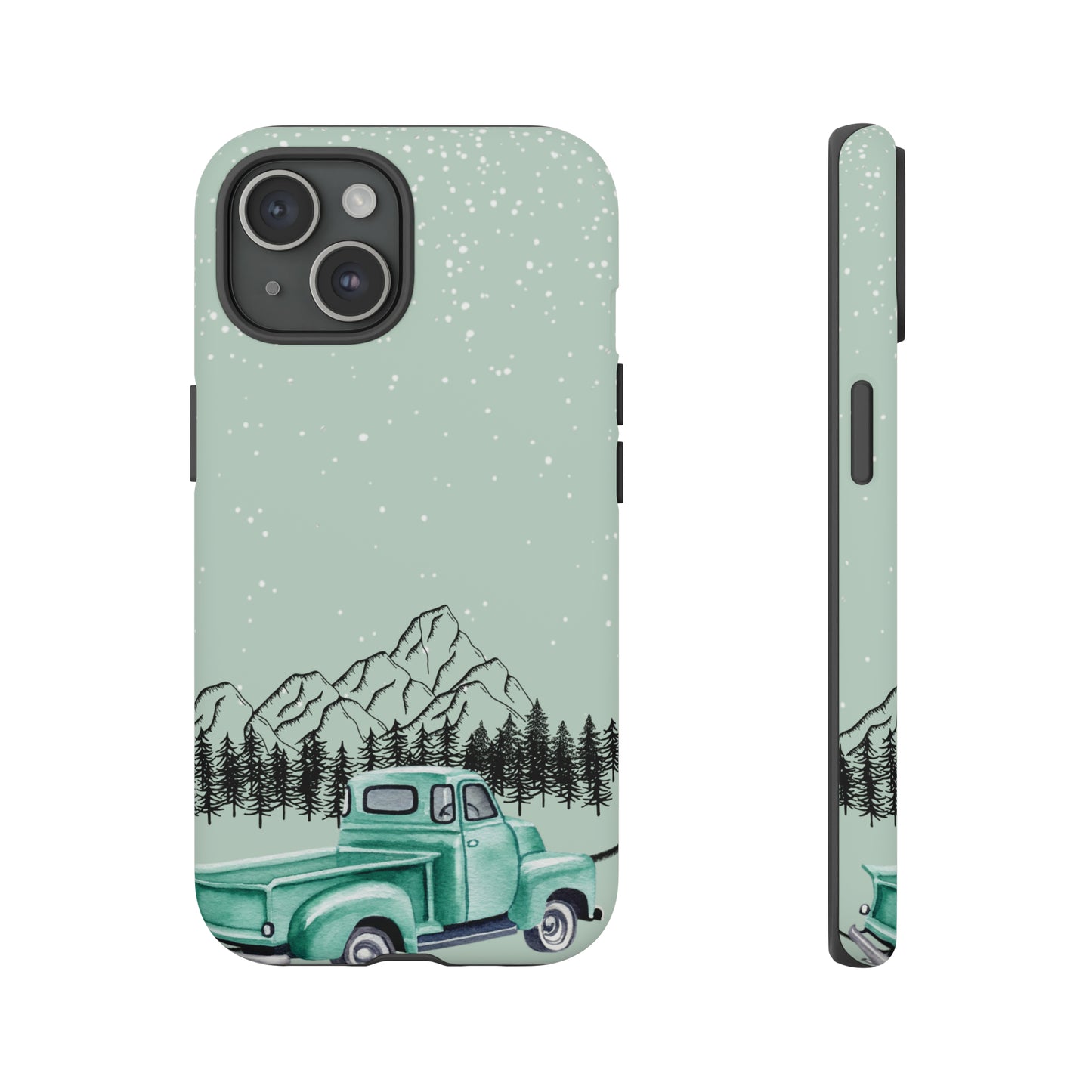 Green Truck with Winter Scenery- Tough Case