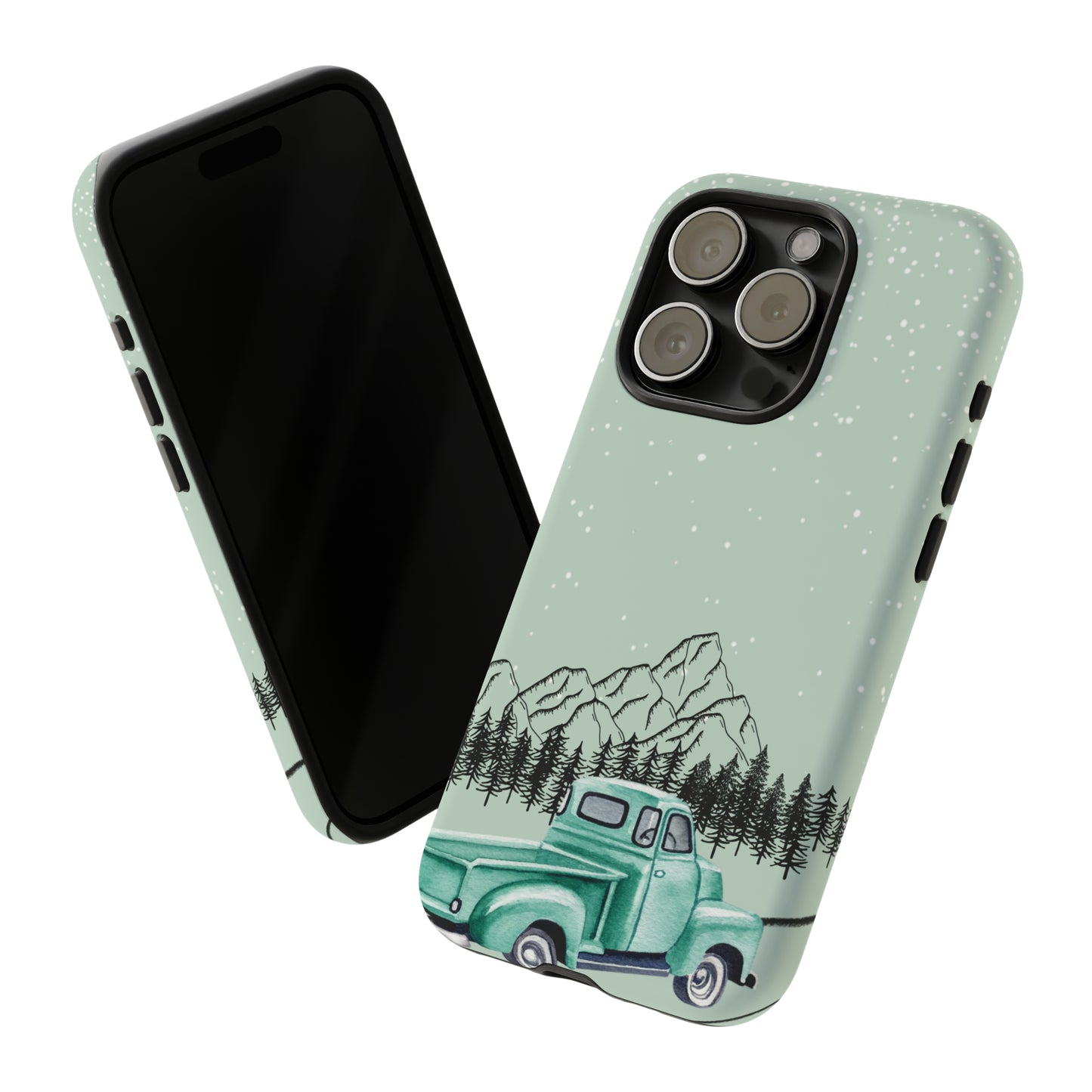 Green Truck with Winter Scenery- Tough Case