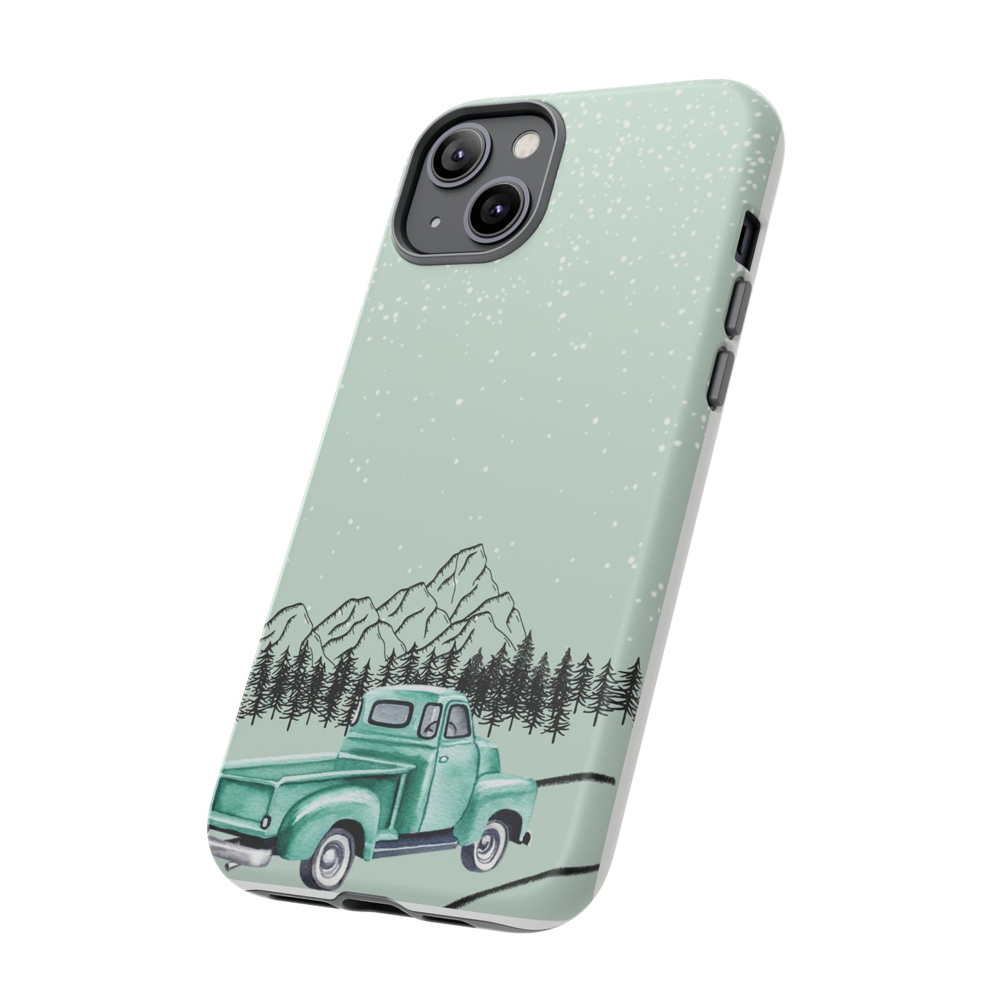 Green Truck with Winter Scenery- Tough Case