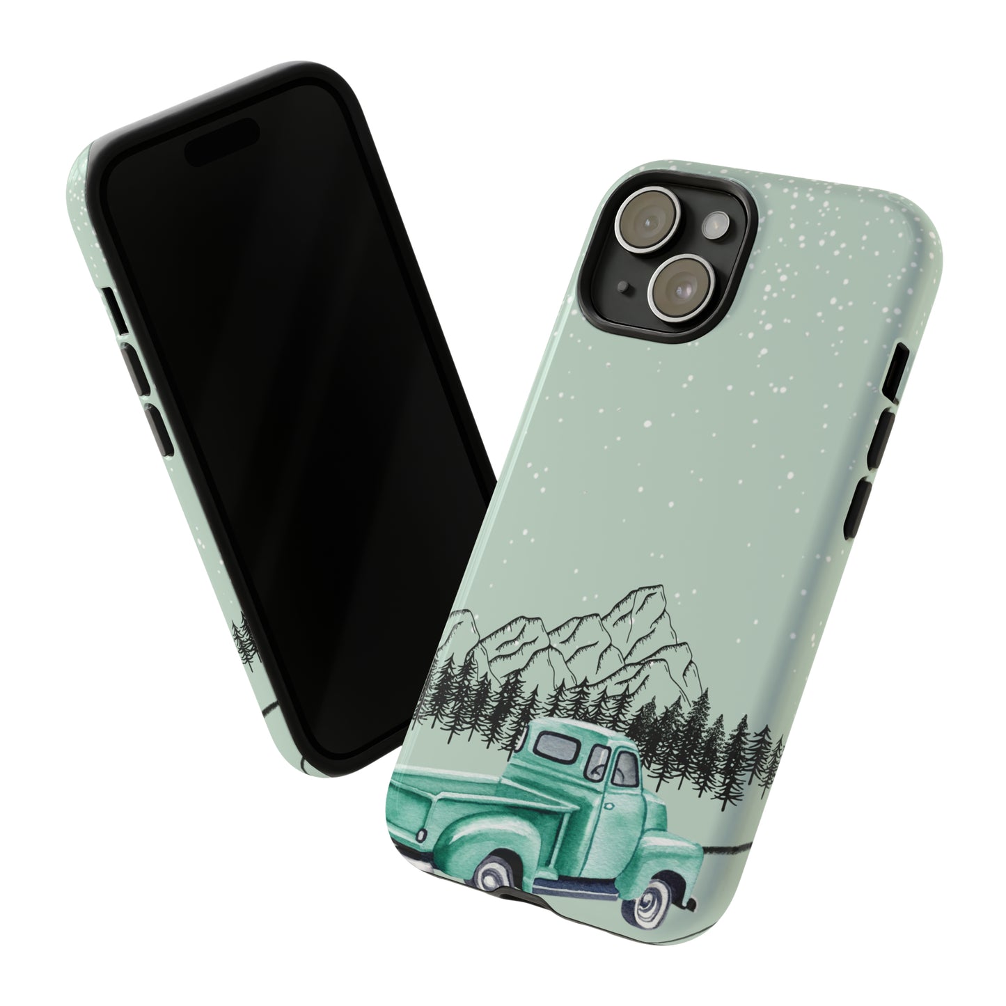 Green Truck with Winter Scenery- Tough Case