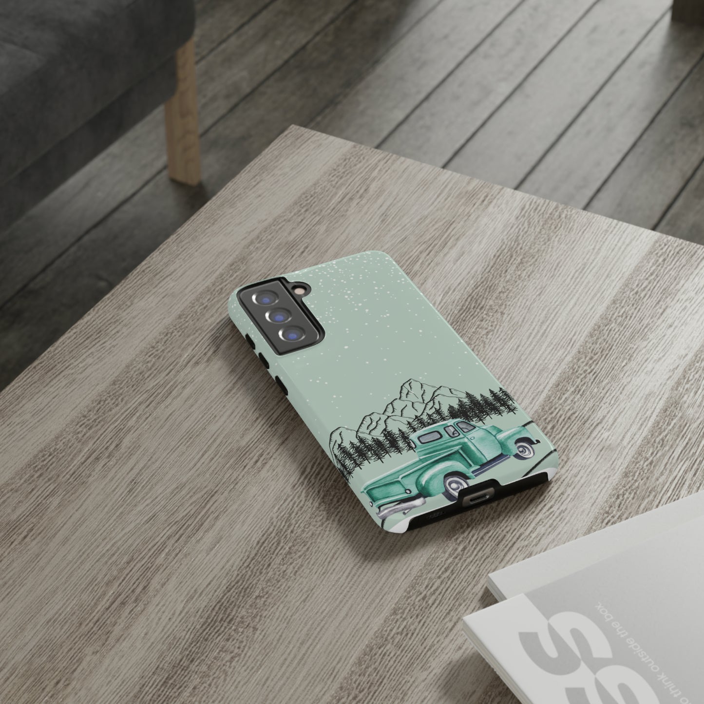 Green Truck with Winter Scenery- Tough Case