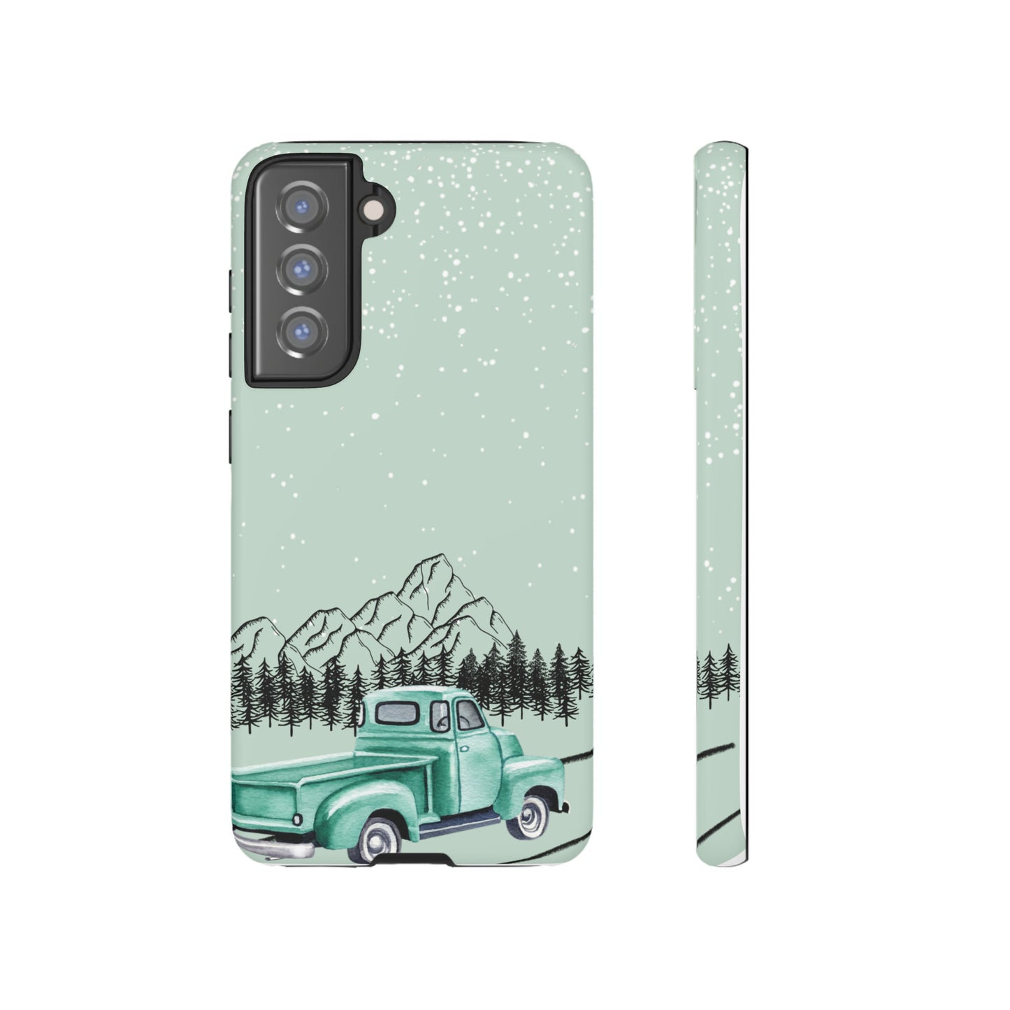 Green Truck with Winter Scenery- Tough Case