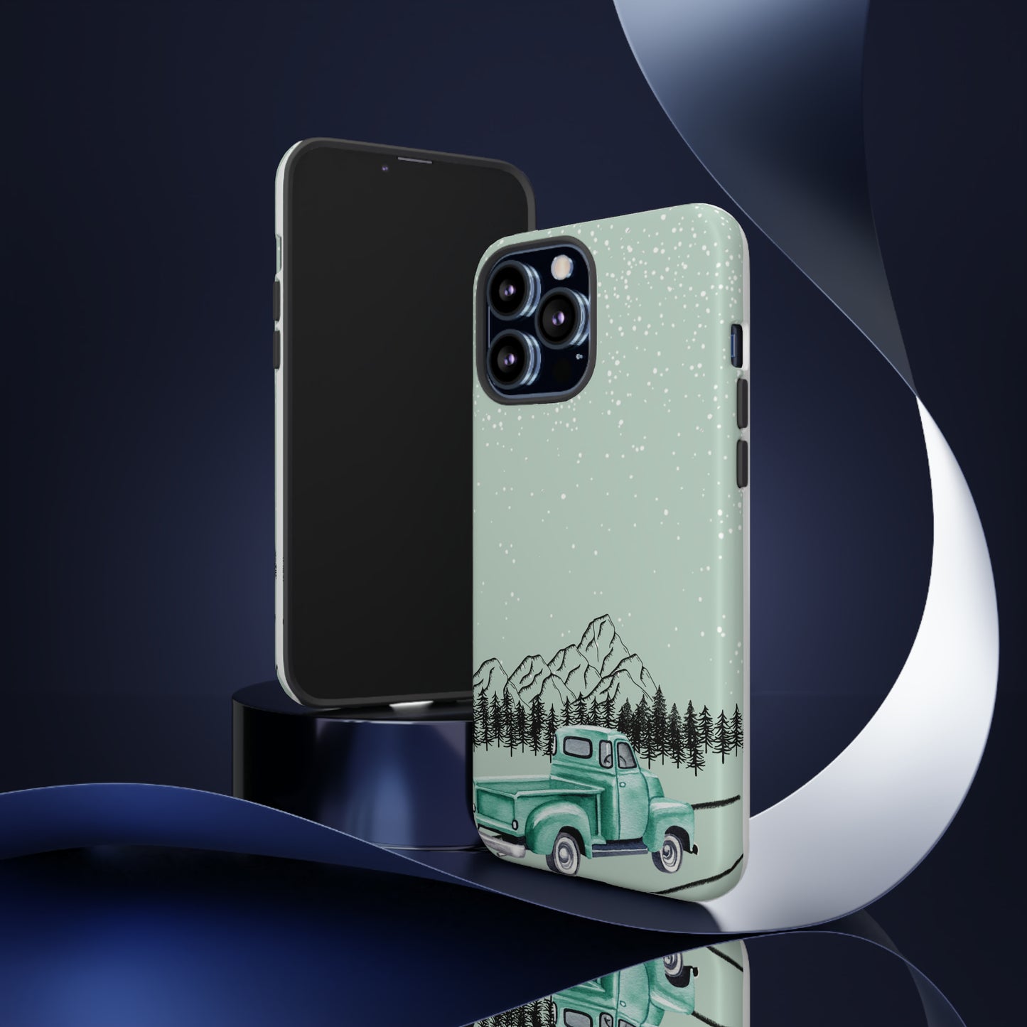 Green Truck with Winter Scenery- Tough Case