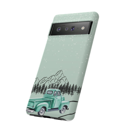 Green Truck with Winter Scenery- Tough Case