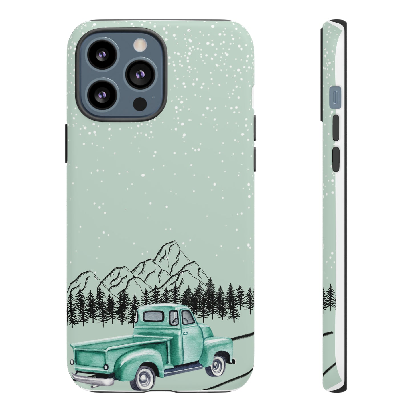 Green Truck with Winter Scenery- Tough Case
