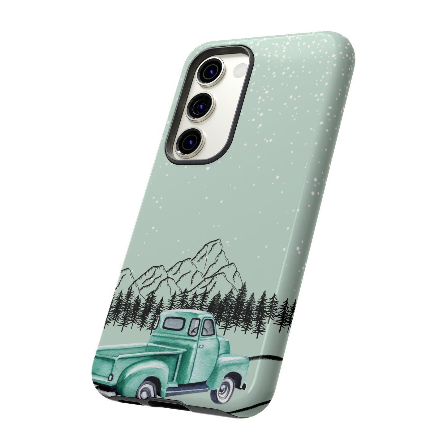 Green Truck with Winter Scenery- Tough Case