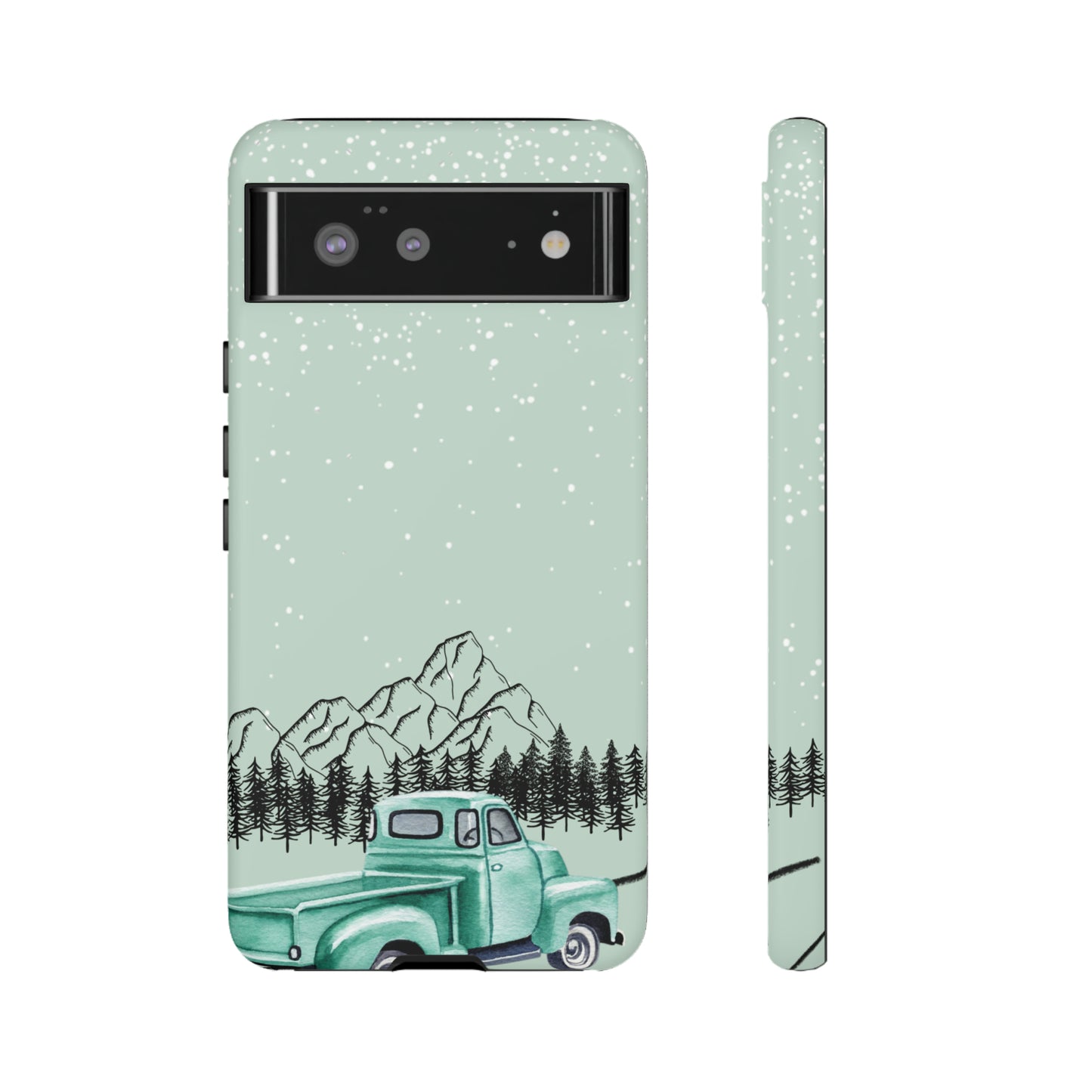 Green Truck with Winter Scenery- Tough Case