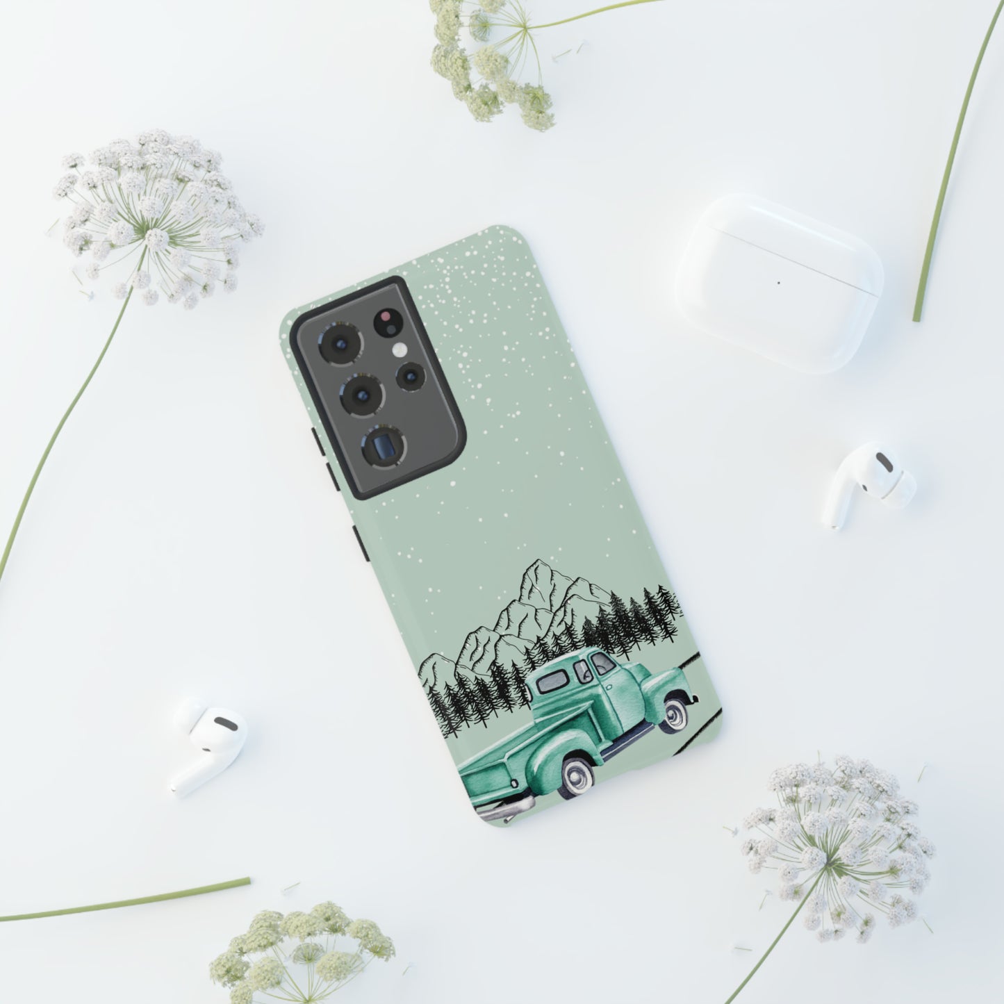 Green Truck with Winter Scenery- Tough Case