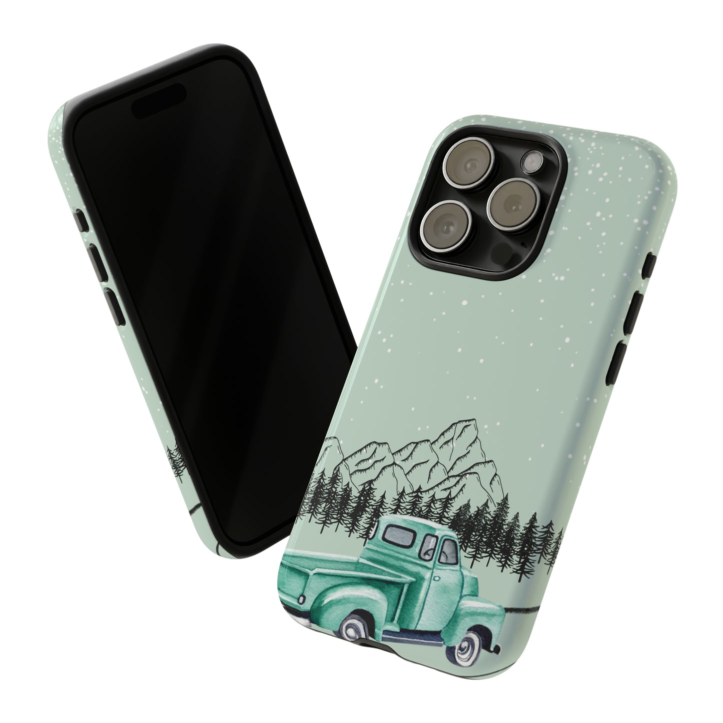Green Truck with Winter Scenery- Tough Case