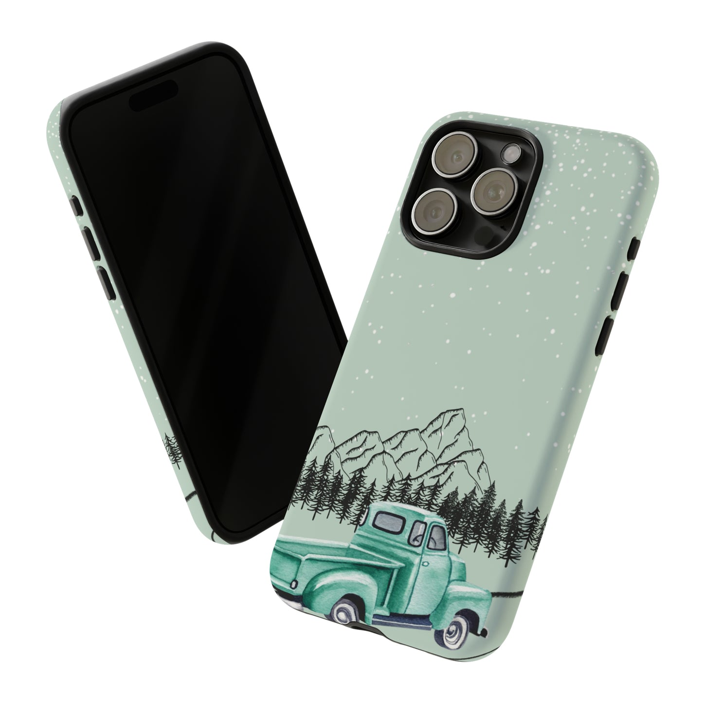 Green Truck with Winter Scenery- Tough Case