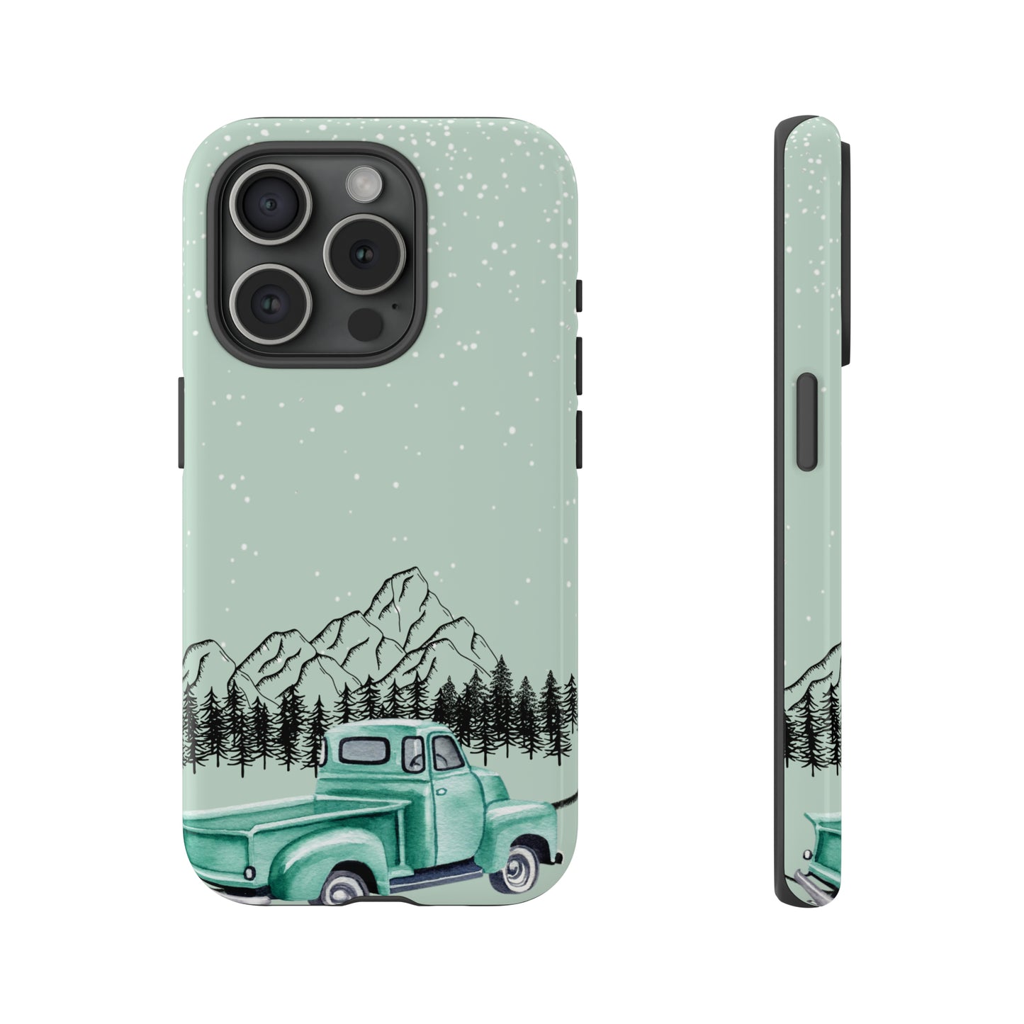 Green Truck with Winter Scenery- Tough Case