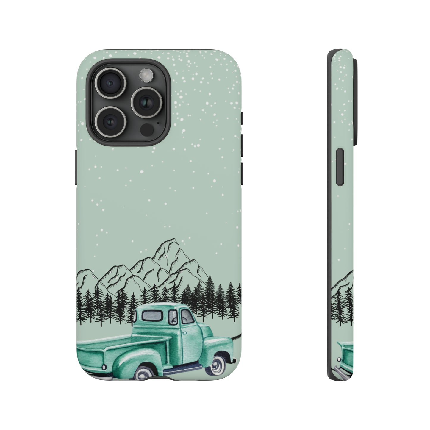 Green Truck with Winter Scenery- Tough Case