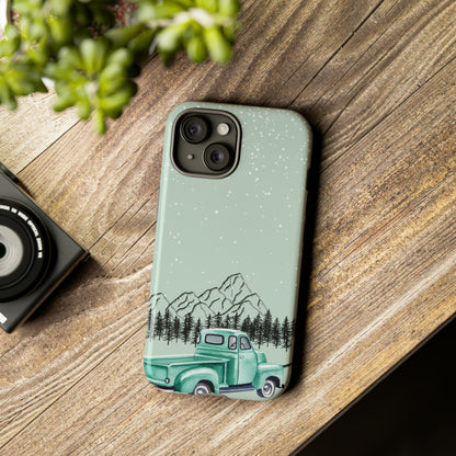 Green Truck with Winter Scenery- Tough Case