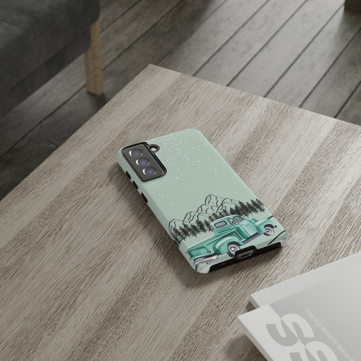 Green Truck with Winter Scenery- Tough Case