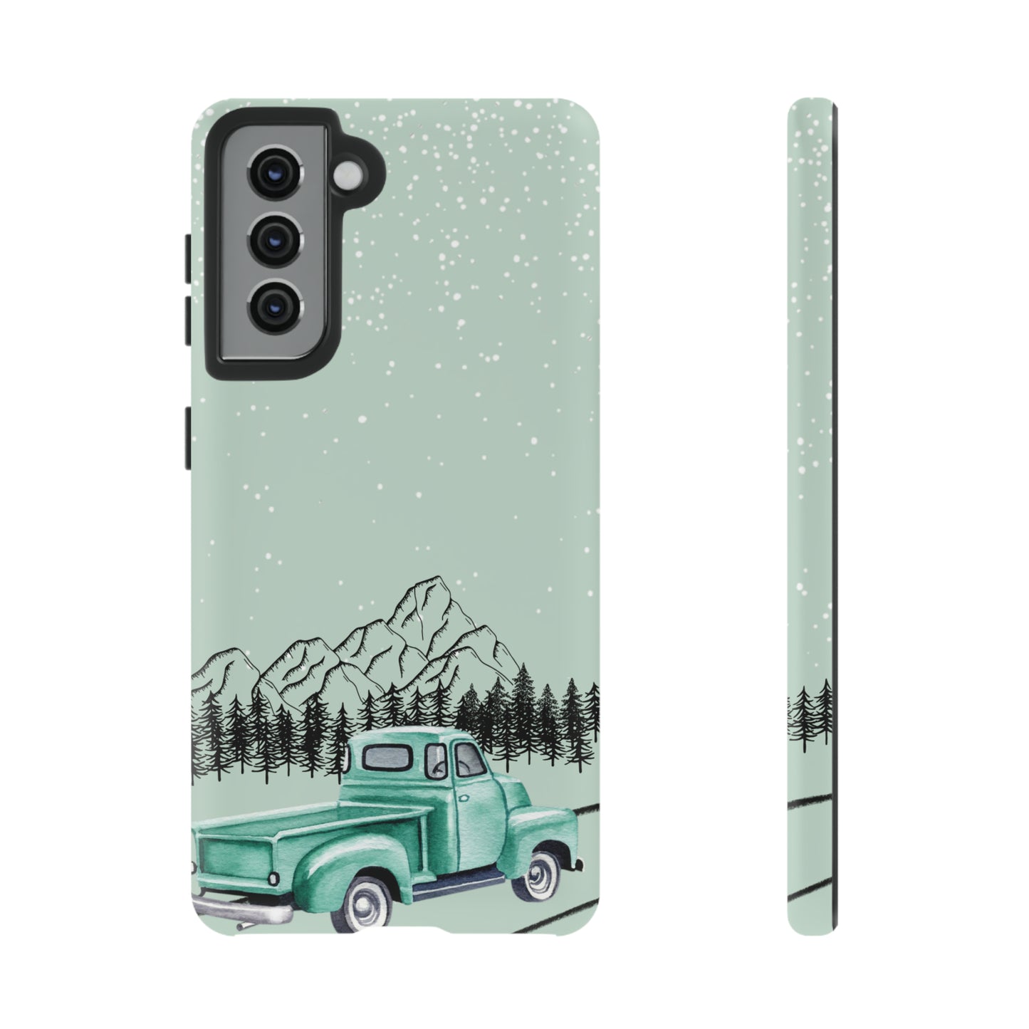 Green Truck with Winter Scenery- Tough Case