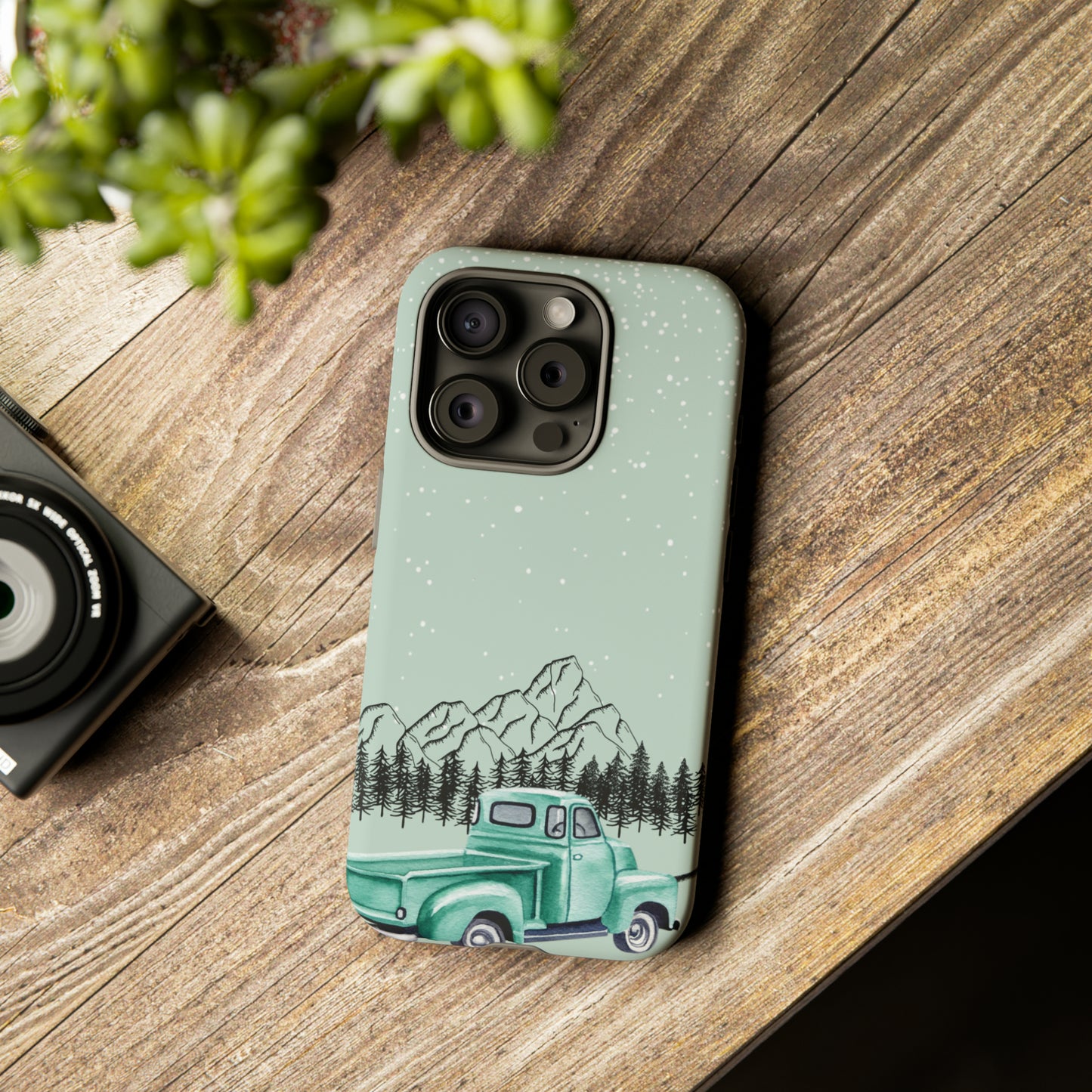 Green Truck with Winter Scenery- Tough Case