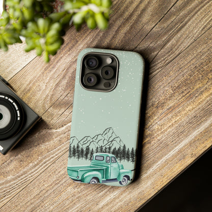 Green Truck with Winter Scenery- Tough Case
