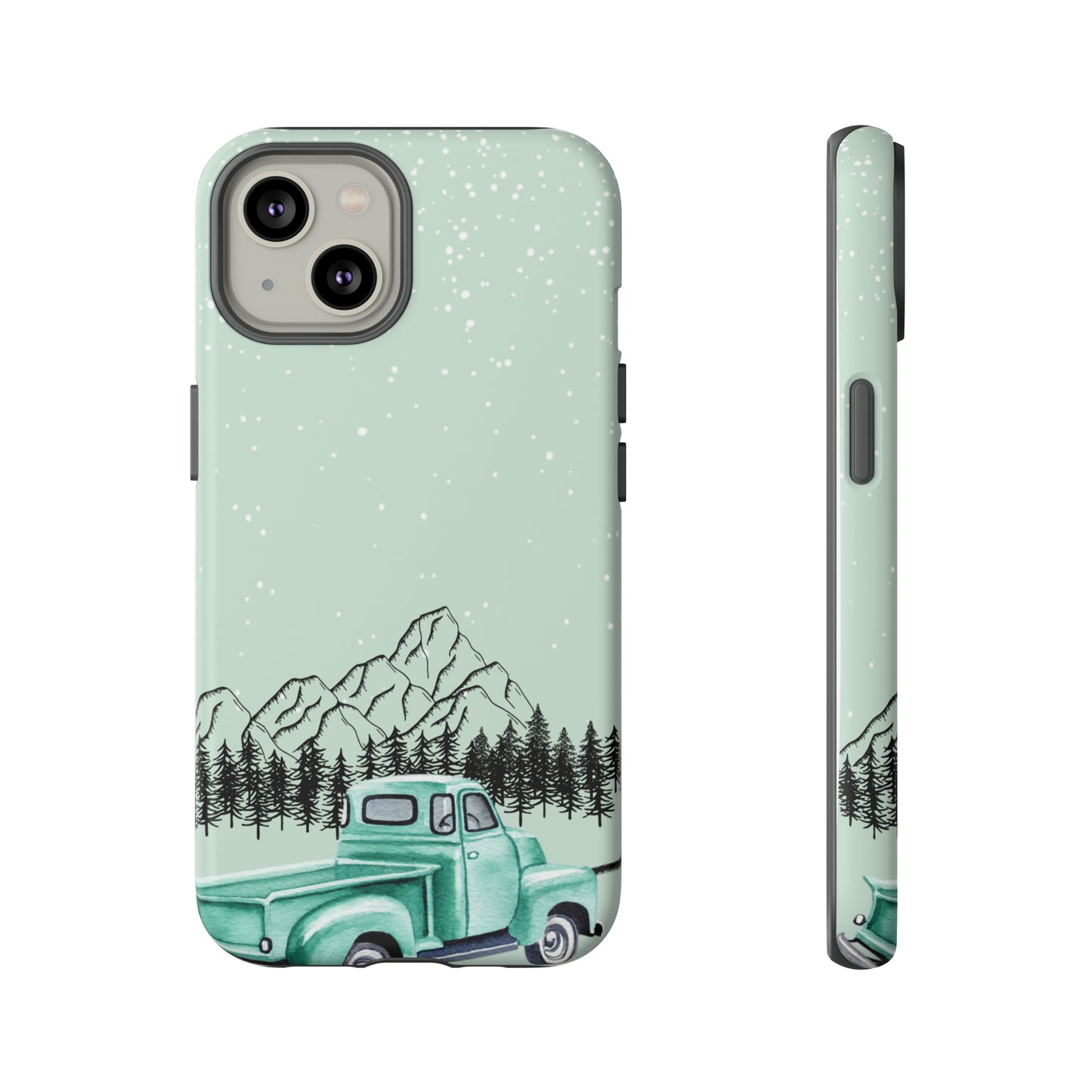 Green Truck with Winter Scenery- Tough Case