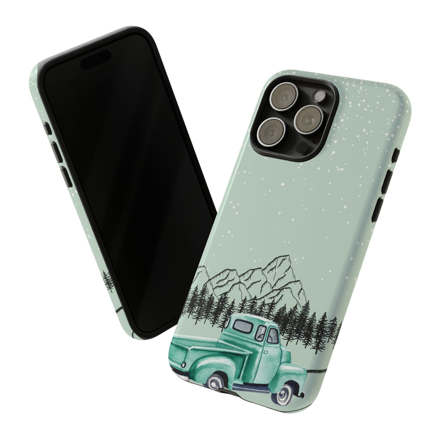 Green Truck with Winter Scenery- Tough Case