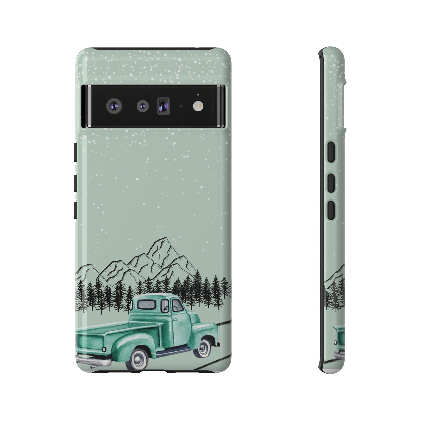 Green Truck with Winter Scenery- Tough Case