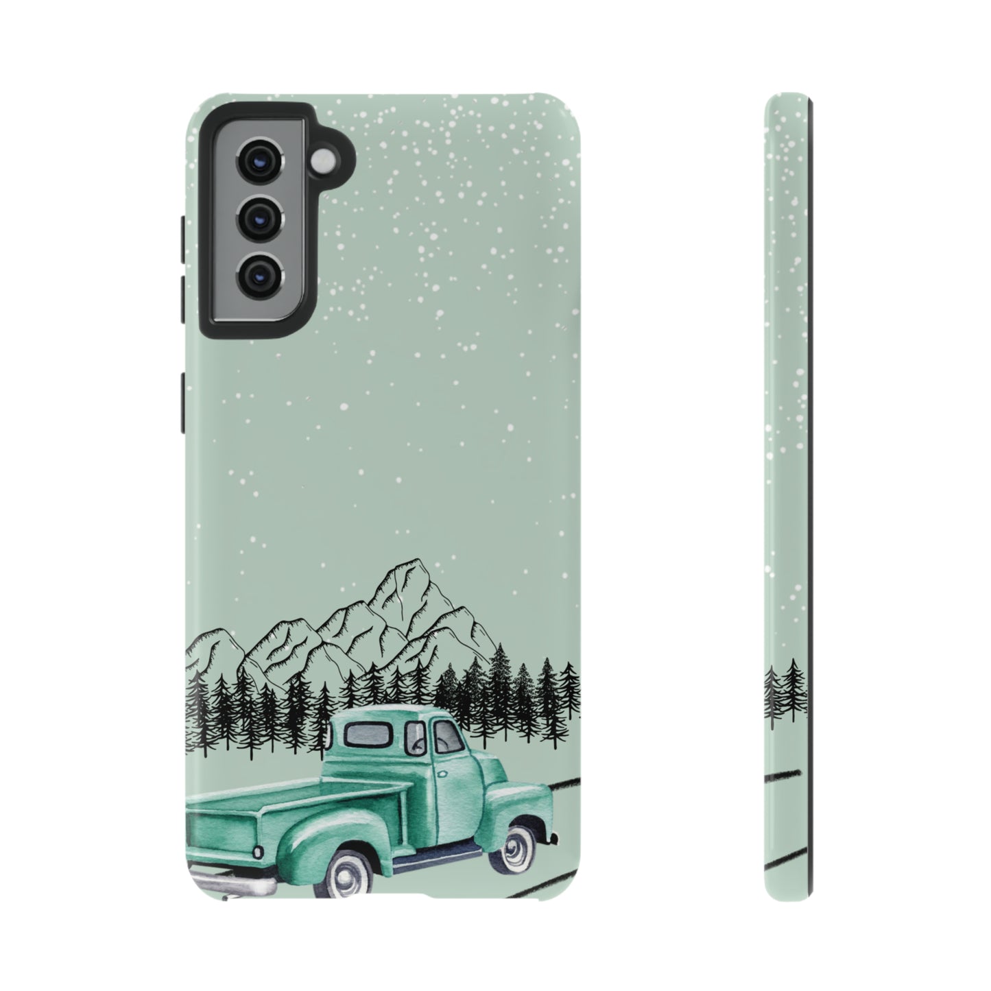 Green Truck with Winter Scenery- Tough Case