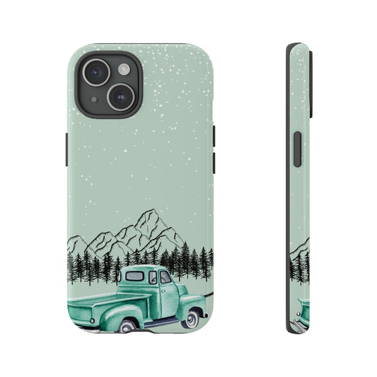 Green Truck with Winter Scenery- Tough Case