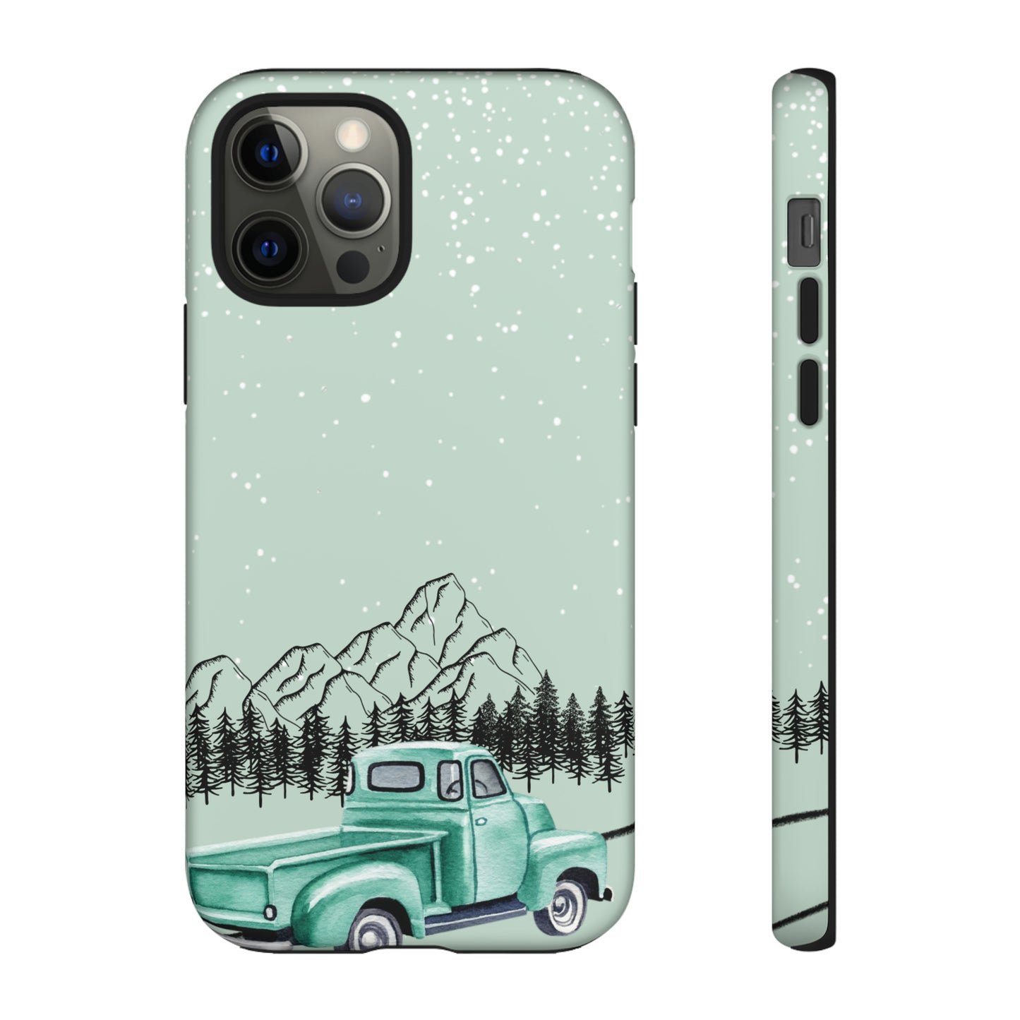 Green Truck with Winter Scenery- Tough Case