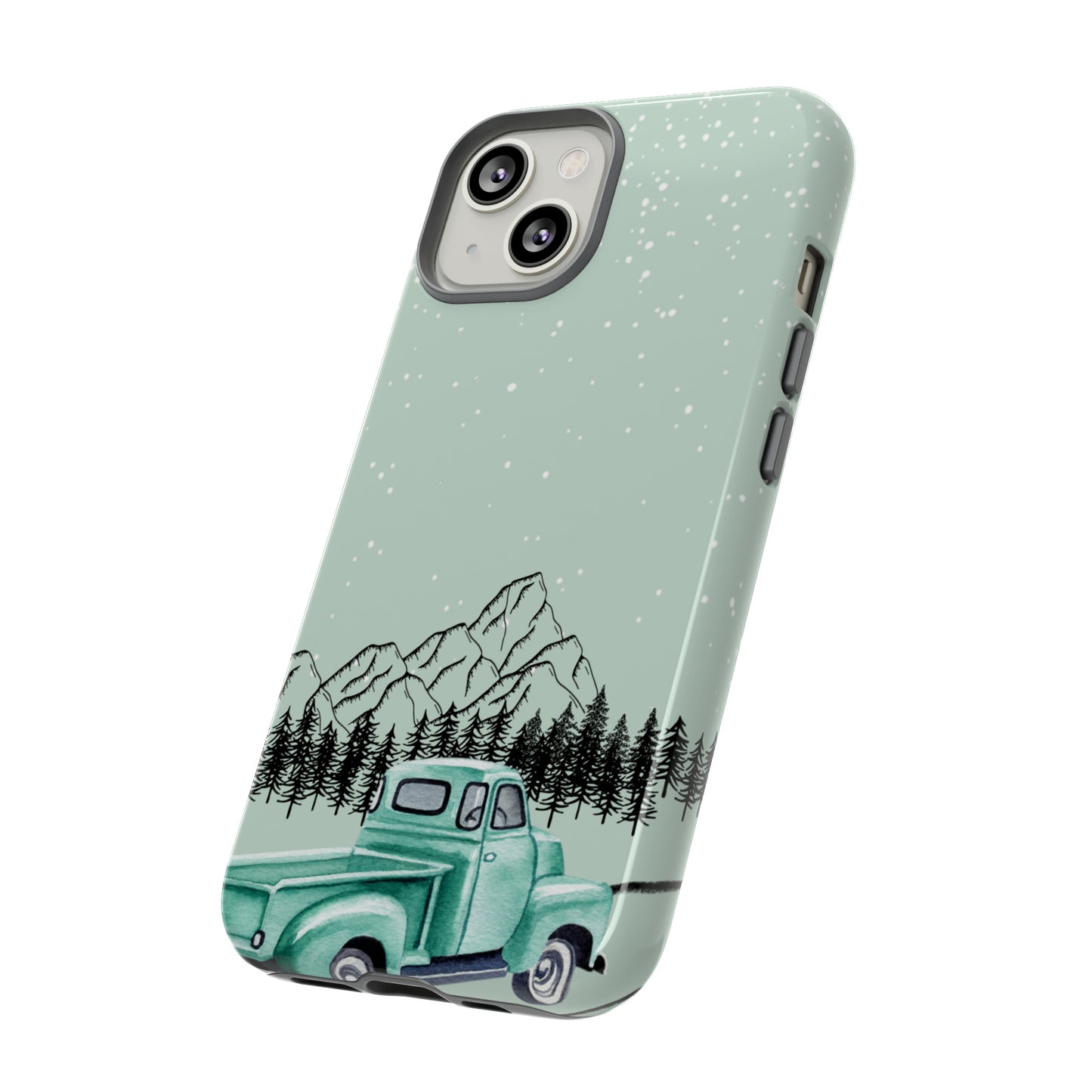 Green Truck with Winter Scenery- Tough Case