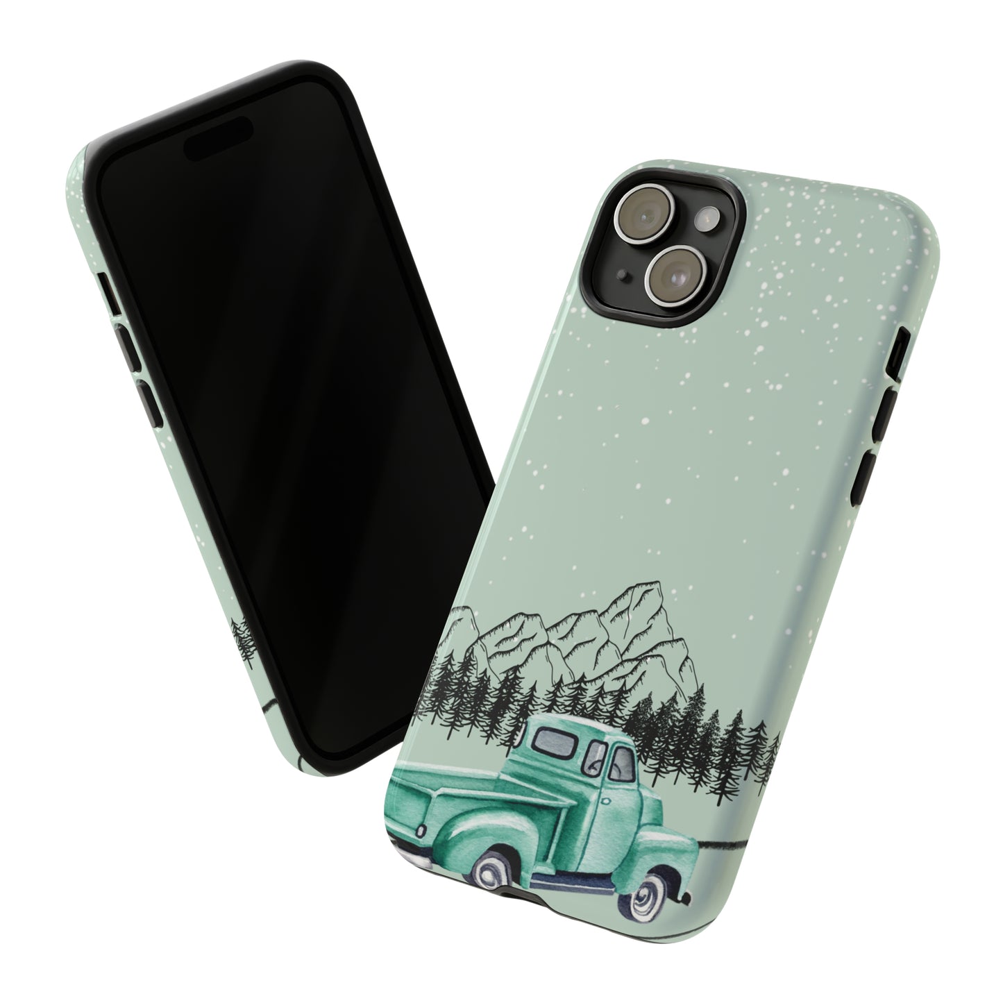 Green Truck with Winter Scenery- Tough Case