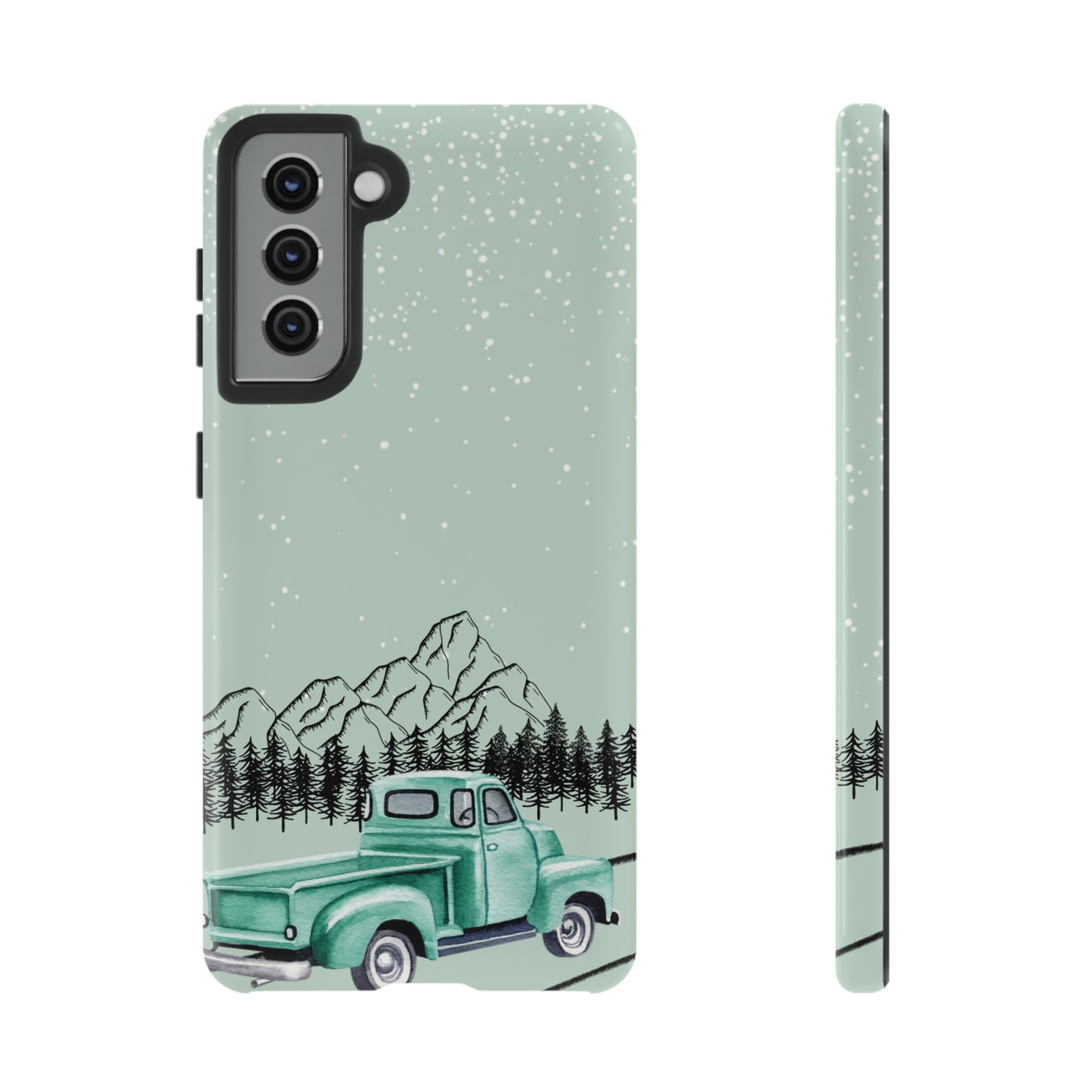 Green Truck with Winter Scenery- Tough Case