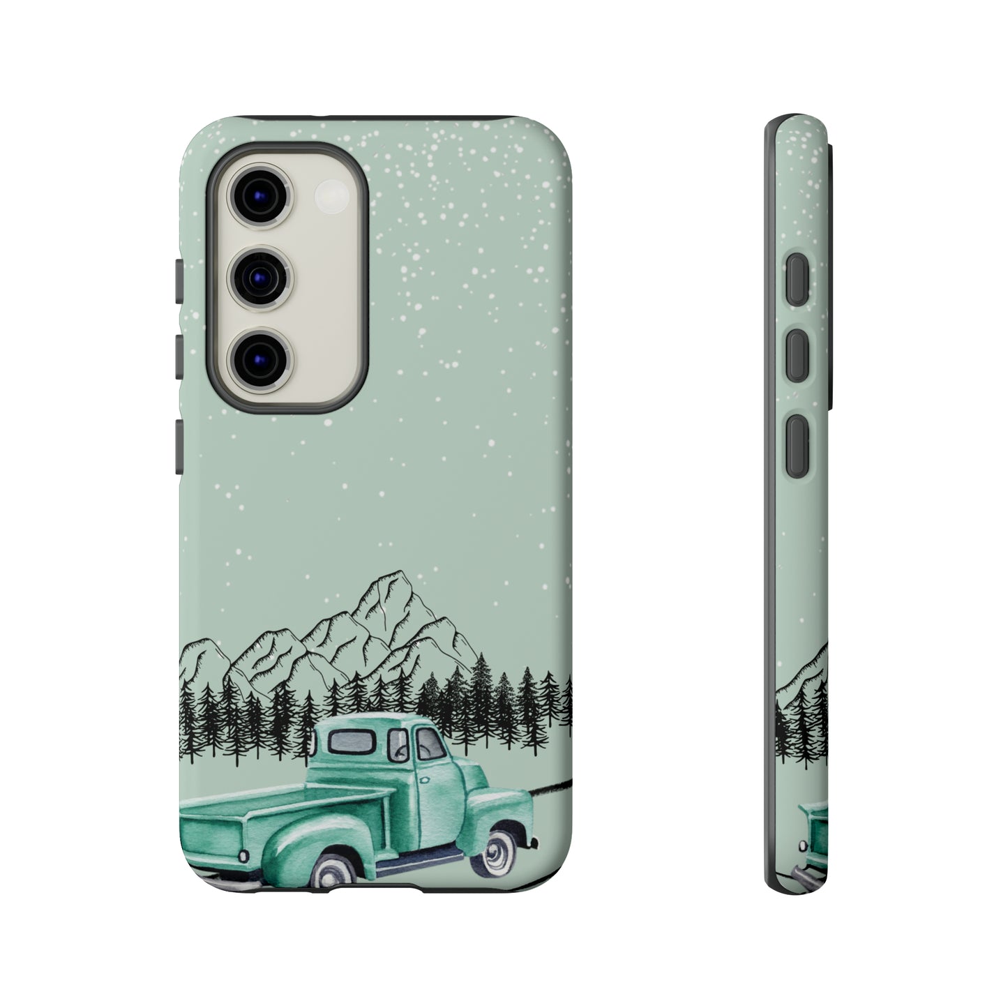Green Truck with Winter Scenery- Tough Case