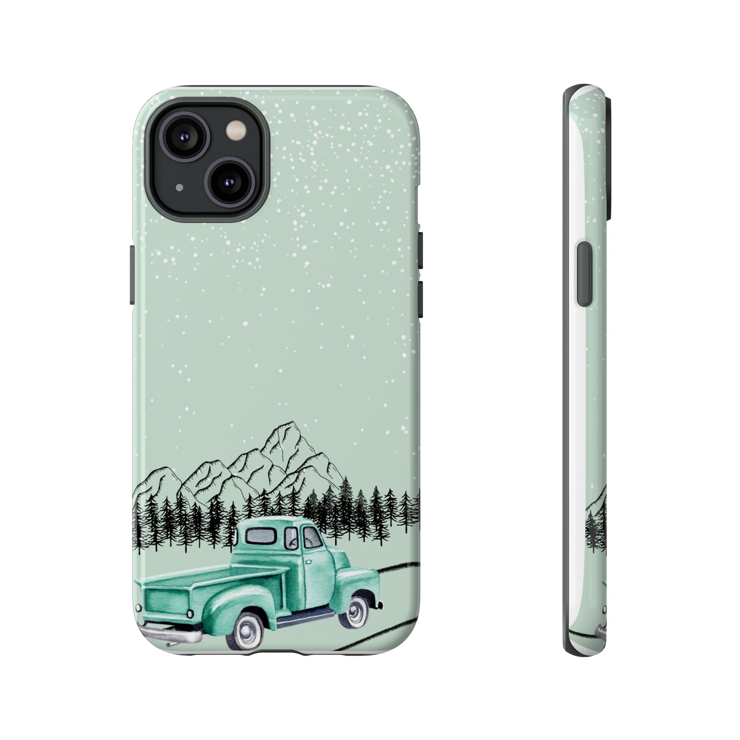 Green Truck with Winter Scenery- Tough Case