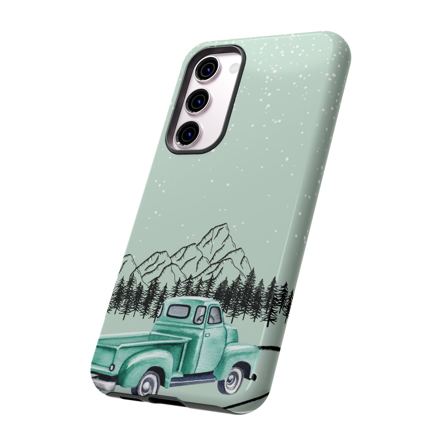 Green Truck with Winter Scenery- Tough Case