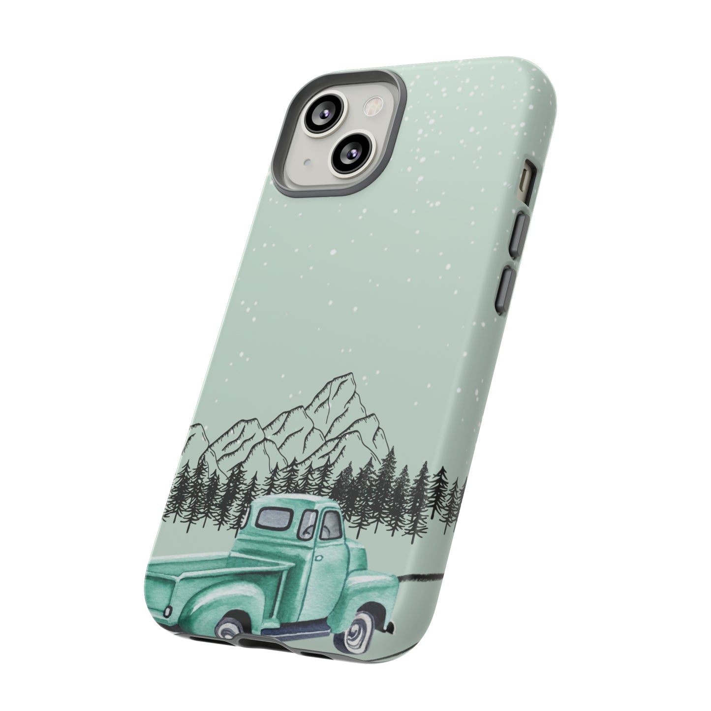Green Truck with Winter Scenery- Tough Case