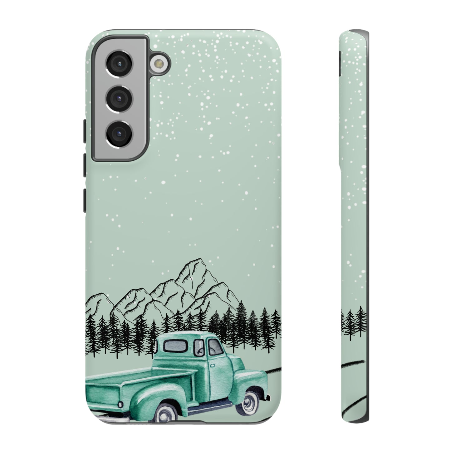 Green Truck with Winter Scenery- Tough Case
