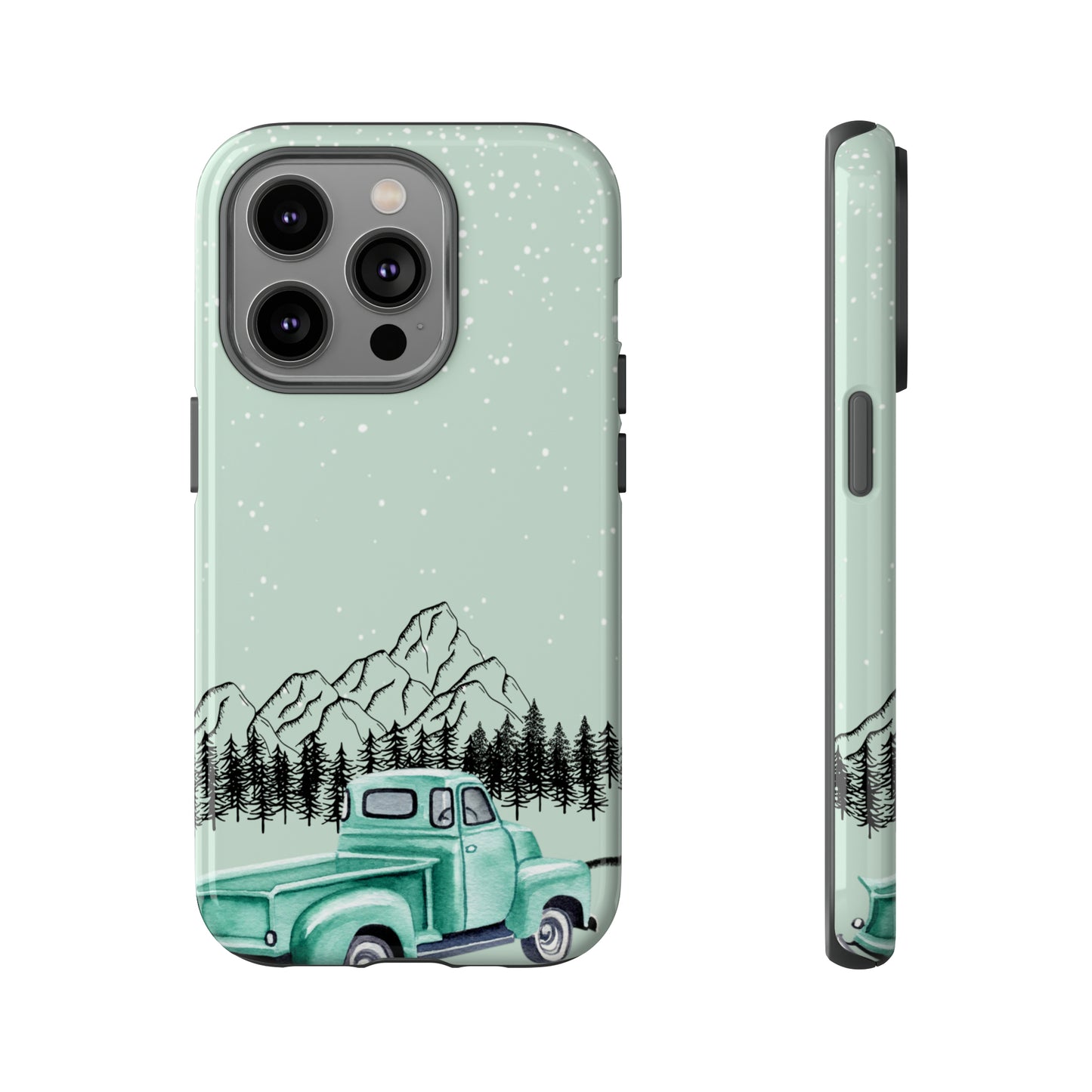 Green Truck with Winter Scenery- Tough Case