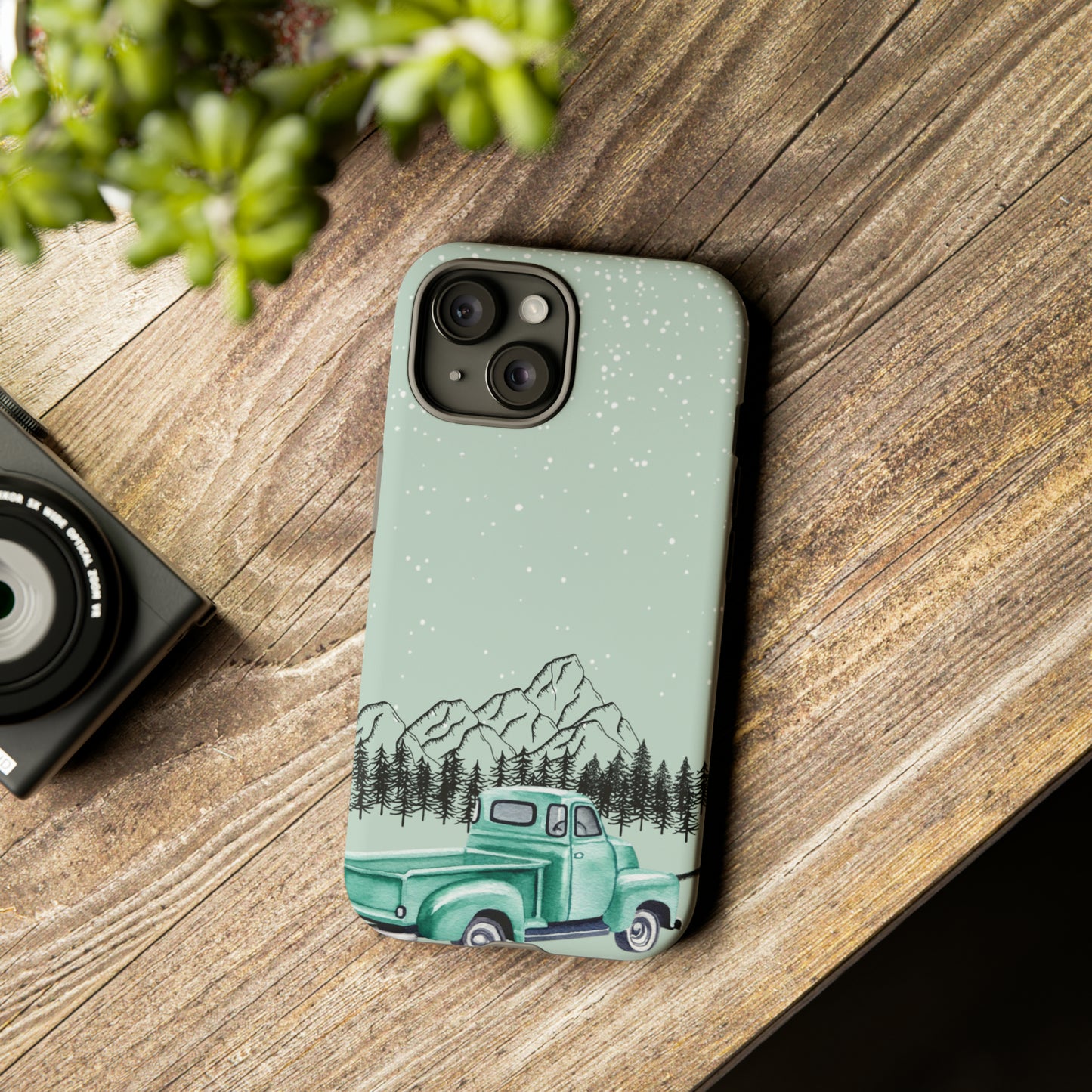 Green Truck with Winter Scenery- Tough Case