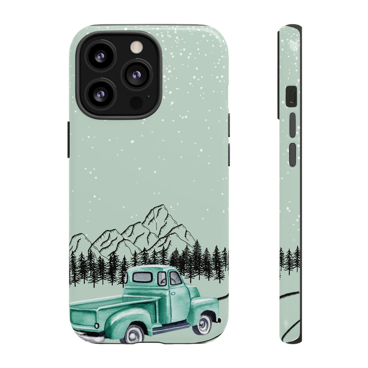 Green Truck with Winter Scenery- Tough Case