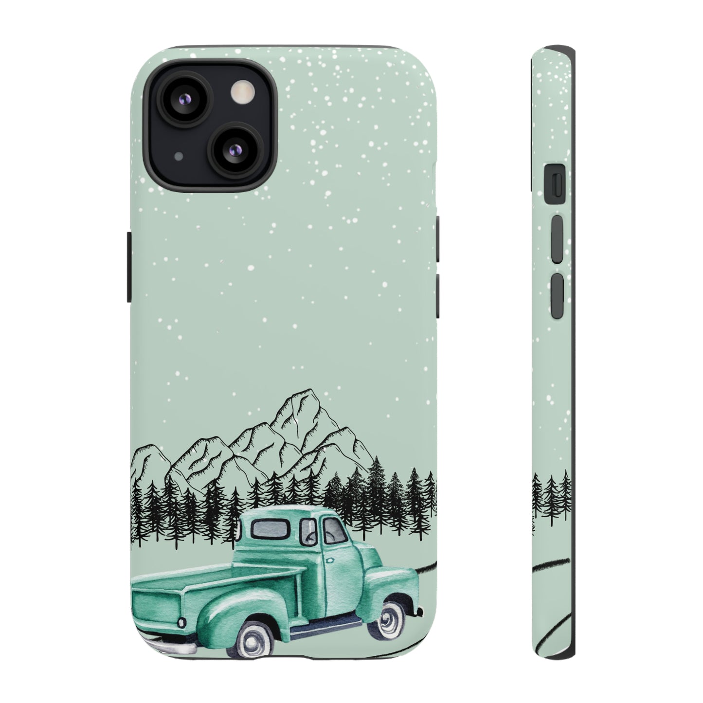 Green Truck with Winter Scenery- Tough Case