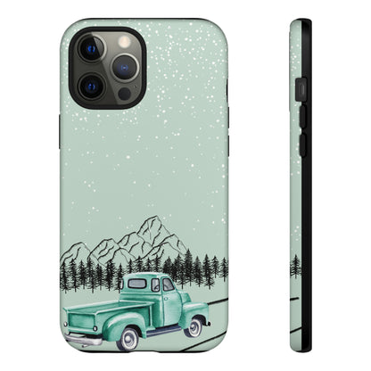 Green Truck with Winter Scenery- Tough Case