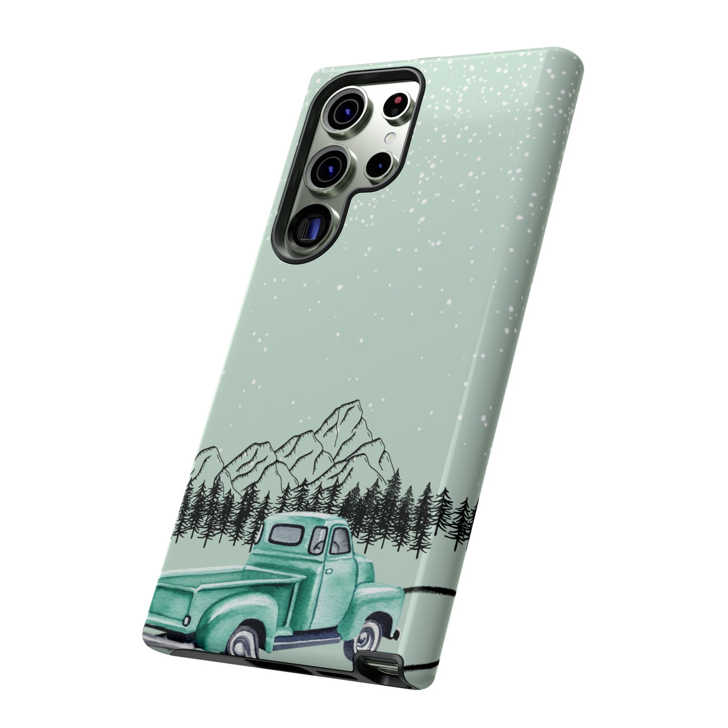Green Truck with Winter Scenery- Tough Case