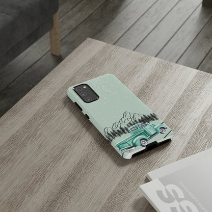 Green Truck with Winter Scenery- Tough Case